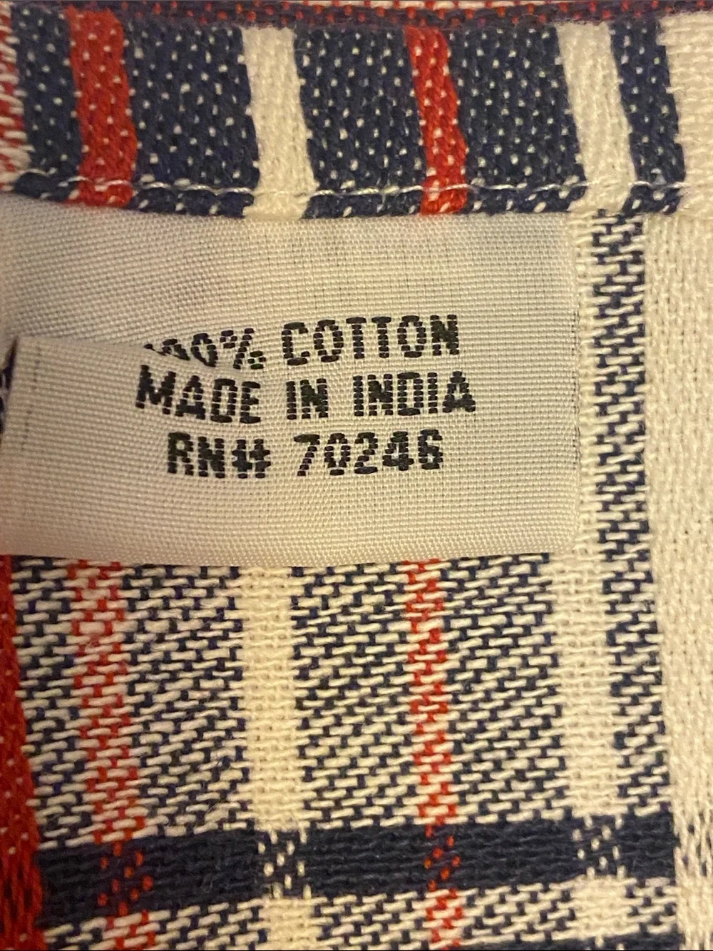 Pampered Chef Patriotic Star Plaid Tablecloth & 6 Мatching Napkins Set